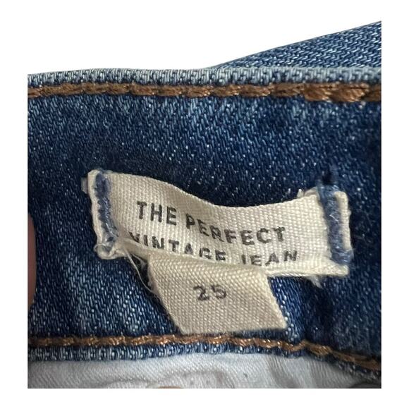 Madewell Jeans Women's 25 Blue The Perfect Vintage Distressed Straight Raw Hem - Picture 4 of 6